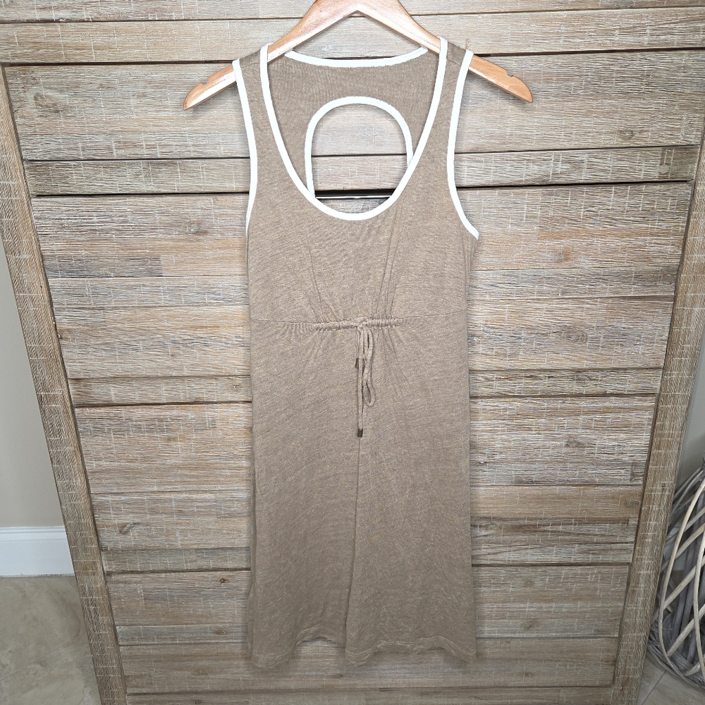 Tommy Bahama Linen Seneca Sleeveless Midi Dress Cut Out Back Drawstring Waist XS